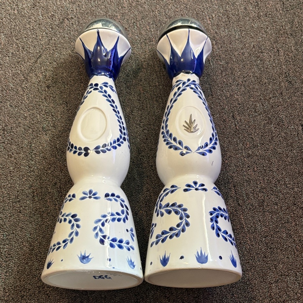 Blue and White Ceramic empty bottles Clase Azul can use for arts and crafts